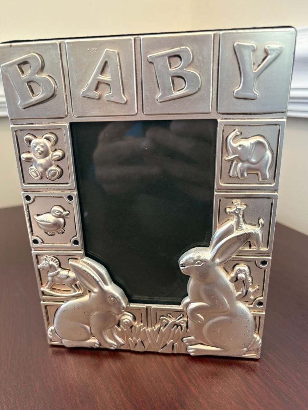 Godinger Silver Plated Baby Photo Album Book with Rabbits and Animals